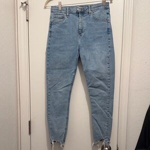 Topshop Light Blue Frayed Hem Jeans